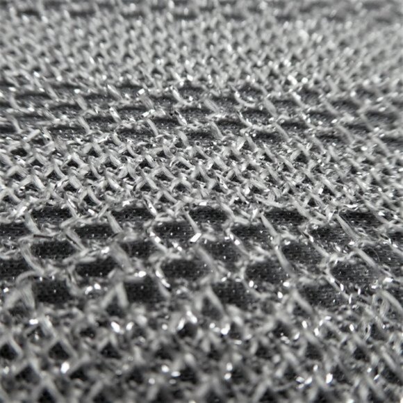 Vintage Disco Pants Silver Lurex Lace Overlay Stretch High Waist Wide Leg Large - Picture 2 of 15